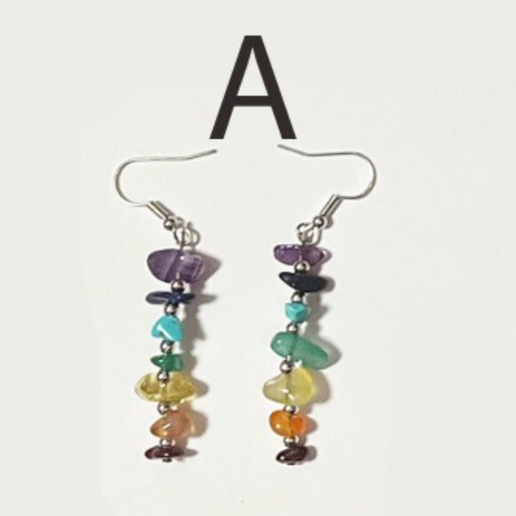 Seven Chakra Design Dangle Earrings NWT - Picture 4 of 6